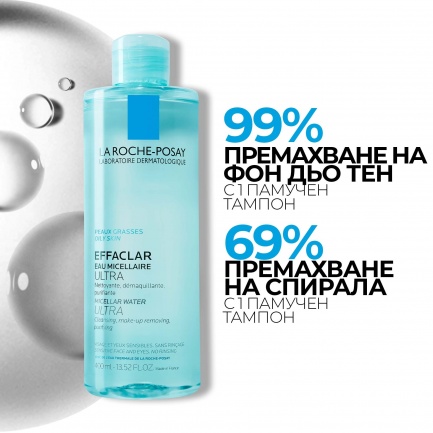 La Roche-Posay Effaclar Ultra Мицеларна вода за лице за мазна и чувствителна кожа 400 ml