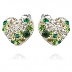Palladium Сребърни обеци с кристали от Swarovski SO120-green heart