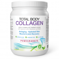 Natural Factors Total Body Marine Collagen™ Хидролизиран говежди колаген с хиалуронова киселина, глутамин и биотин x500 g прах, с вкус на нар