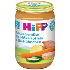 Hipp 6565 Био пюре от зеленчуци, сладки картофи и пилешко 220 гр