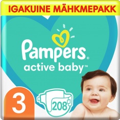 Pampers Active Baby Montly Pack пелени 3 Миди х208 броя