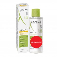 A-Derma Biology Дерматологична мицеларна вода 100 ml + Biology Nutri Дерматологична подхранваща грижа 40 ml