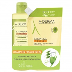 A-Derma Exomega Control Промо Душ-олио 500 ml + Пълнител 500 ml