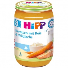 Hipp 6535 Био пюре от ориз, моркови и дива сьомга 220 гр