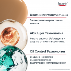 Eucerin Oil Control SPF50+ Оцветен слънцезащитен гел-крем за лице - Тъмен 50 ml