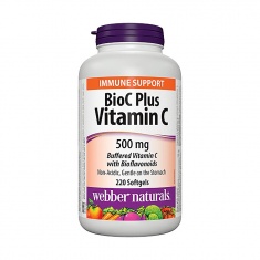 Webber Naturals Витамин C 500 mg (буфериран) + Биофлавоноиди 60 mg x 220 софтгел капсули