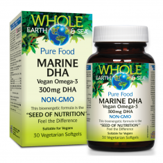 Natural Factors Whole earth and sea® Marine DHA Веган Омега-3 (от микроводорасли ) x30 V софтгел капсули