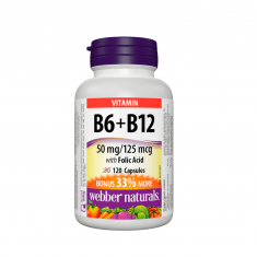 Webber Naturals Витамин В6 + В12 + Фолиева киселина x120 капсули