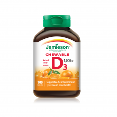 Jamieson Натурален витамин D3 с вкус на портокал 1000UI х100 дъвчащи таблетки