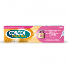 Corega Max Hold + Comfort Фиксиращ крем за зъбни протези 40 g