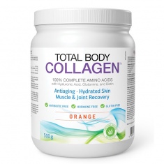 Natural Factors Total Body Marine Collagen™ Хидролизиран говежди колаген с хиалуронова киселина, глутамин и биотин x500 g прах, с вкус на портокал