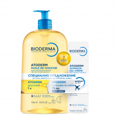 Bioderma Atoderm Душ-олио 1 l + Intensive Гел-крем 75 ml