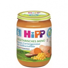 Hipp 6215 Био вегетарианско пюре от градински зеленчуци и сладки картофи 190 гр.