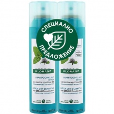 Klorane ДУО Детоксикиращ сух шампоан с Водна мента 150 ml х2 броя