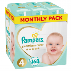 Pampers Premium Care Montly Pack пелени 4 Макси x168 броя