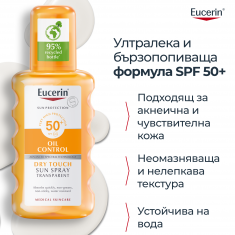 Eucerin Sensitive Protect SPF50+ Прозрачен слънцезащитен спрей за тяло 200 ml