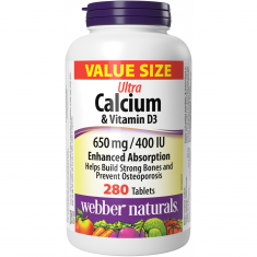 Webber Naturals Ултра Калций 650 mg + Витамин D3 400 IU x280 таблетки