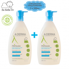 A-Derma Duo Primalba Нежен пенещ се гел 2 броя х500 мл
