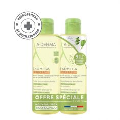 A-Derma Комплект Exomega Почистващо емолиентно олио 2 х500 ml