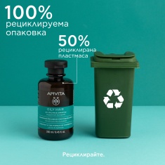 Apivita Шампоан за контрол на омазняването с мента и прополис 250 ml