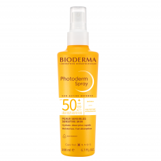 Bioderma Photoderm Макс Слънцезащитен спрей за лице и тяло за чувствителна кожа с SPF50+ х200 мл
