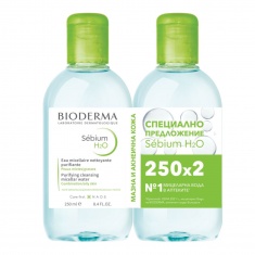 Bioderma ПРОМО Sebium H2O Почистваща Мицеларна Вода за Мазна кожа 2 броя х250 ml