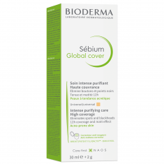Bioderma Sebium Global Cover Оцветен крем за прикриване и премахване на несъвършенствата 30 мл + Коректор 2 г