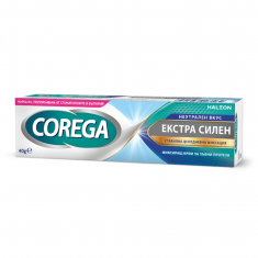 Corega Екстра Силен Неутрален вкус, фиксиращ крем за зъбни протези 40 г