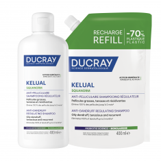 Ducray Kelual Squanorm Регулиращ третиращ шампоан против мазен пърхот 400 ml + пълнител