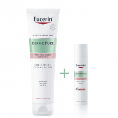 Eucerin DERMOPURE Комплект Измиващ гел с тройно действие 150 ml + DermoPure серум с тройно действие 40 ml