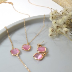 FARMA BIJOUX Гривна с естествен розов кварц 15/20 cm