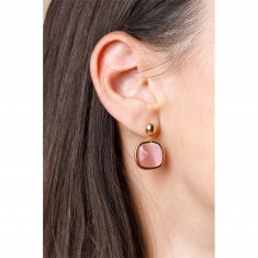 FARMA BIJOUX Обеци с розов кварц 25 mm
