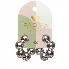 FARMA BIJOUX Обици обръч 5 хромирани сфери 20 mm, сребрист WOW20