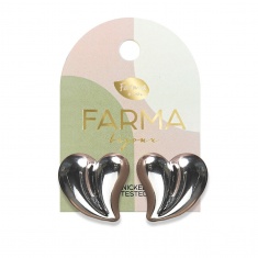 FARMA BIJOUX Обици разделено сърце 28х30 mm, сребърно WOW17