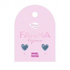 FARMA BIJOUX Обици сини блестящи сърца 8 mm L13