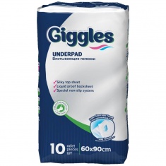 Giggles Еднократни абсорбиращи чаршафи, размер 60X90 см х10 броя