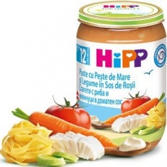 Hipp 6823 Био пюре спагети, зеленчуци и риба 220 гр.