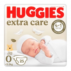 Huggies Екстра Кеър пелени 0+ (до 3.5 kg) х25 броя