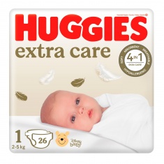 Huggies Екстра Кеър пелени 1 (2-5 kg) х25 броя