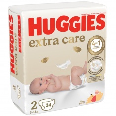 Huggies Екстра Кеър пелени 2 (3-6 kg) х24 броя