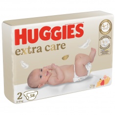 Huggies Екстра Кеър пелени 2 (3-6 kg) х58 броя