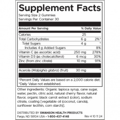Immune Boost Gummies with Acerola, Zinc and Vitamin C & D - Cherry