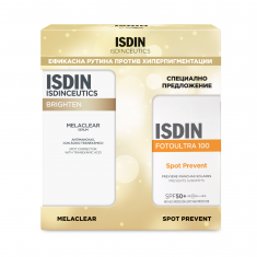 ISDIN Melaclear Серум против хиперпигментации 30 ml + Fotoultra 100 Spot Prevent SPF50 Слънцезащитен флид 50 ml