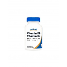 Кости и зъби - Витамин К2 + Витамин D3, 120 софтгел капсули Nutricost