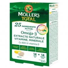 Moller's Total Омега 3 + Витамин D 800 IU х14 капсули + 14 таблетки