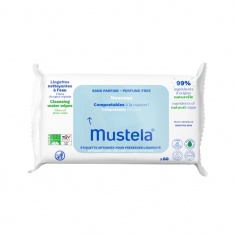 Mustela Мокри кърпи с вода 99% натурални съставки без парфюм х60 броя