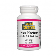 Natural Factors Iron Factors с Витамин В12 и Фолиева киселина 35 mg x90 таблетки
