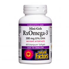 Natural Factors RX Omega-3 Mini-Gels Омега-3 Мини гелс за деца и възрастни 500 mg (EPA 356 mg/ DHA 144 mg) x 60 софтгел капсули