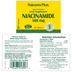 НИАЦИН - Витамин Б3 / NIACIN - NaturesPlus (90 табл)