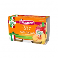 Plasmon 2611 Пюре - праскова с ябълка 4+м 2 бр. х104 ml